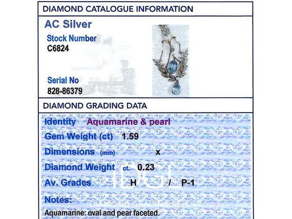 Antique 1.59ct Aquamarine, 1.59ct Diamond  Pearl … - image 7