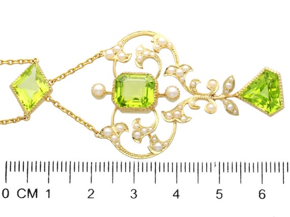 9.32ct Peridot and Seed Pearl, 15ct Yellow Gold N… - image 5