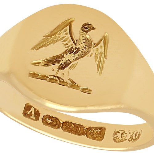 Antique 18k Yellow Gold Signet Ring - Etsy UK