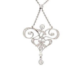 Pendente antico in oro giallo 12 carati e diamanti da 1,12 ct - Risalente al 1900 circa