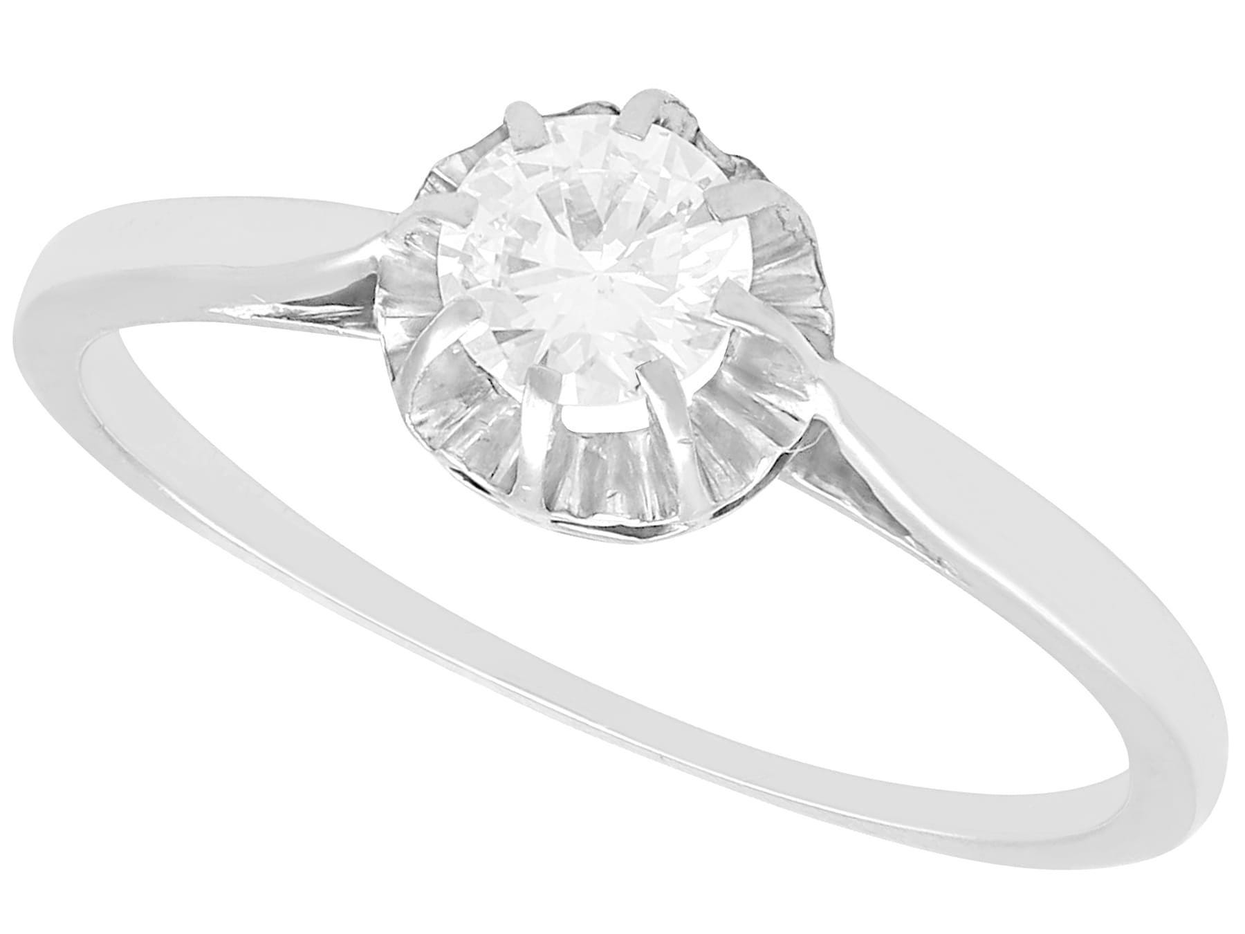 0.37 ct Diamond and 18 ct White Gold Solitaire Engagement Ring - Vintage Circa 1960