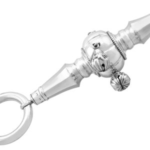 Sterling Silver Combination Whistle and Rattle - Antique Victorian (1884)