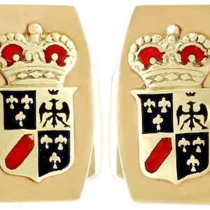 Vintage 1970s Cufflinks in 9ct Yellow Gold and Enamel