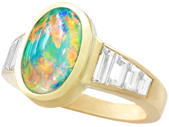 Vintage French 1.40ct Opal and 1.12ct Diamond, 18… - image 3