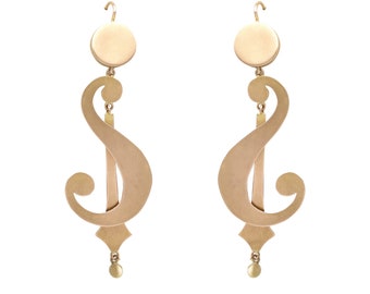 9ct Yellow Gold Drop Earrings - Antique Circa 1900
