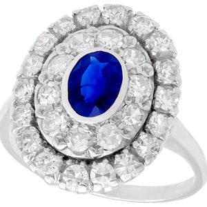 Vintage 0.80ct Sapphire and 1.88ct Diamond, Platinum Cluster Ring