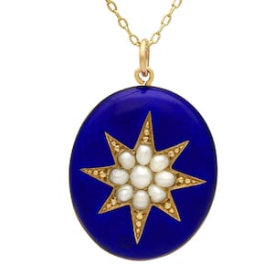 Enamel and Pearl, 9ct Yellow Gold Locket - Antique Circa 1890