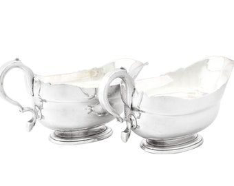 Newcastle Sterling Silver Sauceboats by Isaac Cookson - Antique