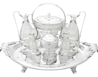 Menage aus Sterlingsilber und Glas von Paul Storr - Antique George III