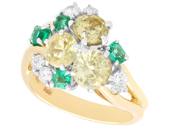 2.55ct Yellow Sapphire 0.68ct Emerald and 0.45ct Diamond - Etsy