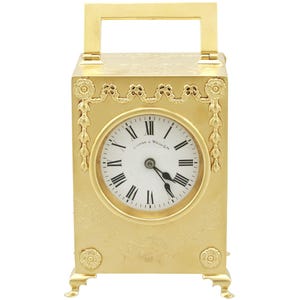 Sterling Silver Gilt Mantel Clock - Antique Edwardian (1905)