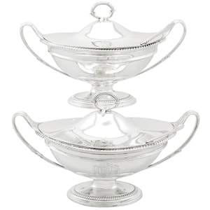 Sterling Silver Sauce Tureens with Ladles - Antique George III (1790)