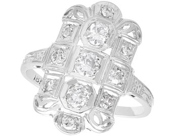 1.14ct Diamant und 18ct Weißgold Ring - Art Deco - Antik Circa 1920