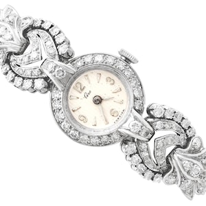 Vintage 2.92 ct Diamond Cocktail Watch in Platinum and White Gold