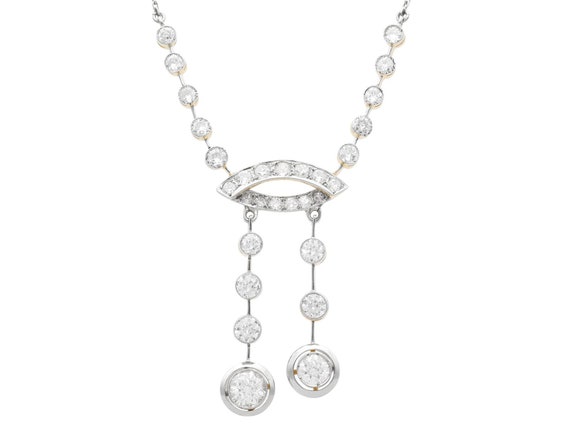 Buy Antique 4.13 Ct Diamond and 18k Yellow Gold Necklace Online in