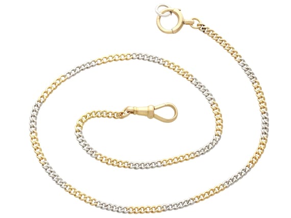 18ct Yellow Gold and Platinum Ladies Fob Watch Chain - Antique Circa 1910