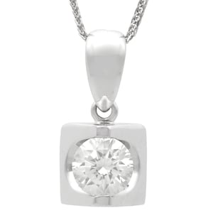 Vintage 1.02 Carat Diamond Pendant in 18k White Gold Circa 1990
