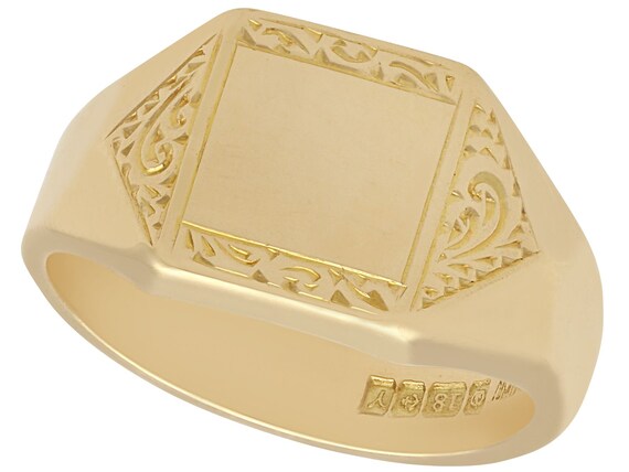 Vintage 18k Yellow Gold Signet Ring - 1973 - Etsy