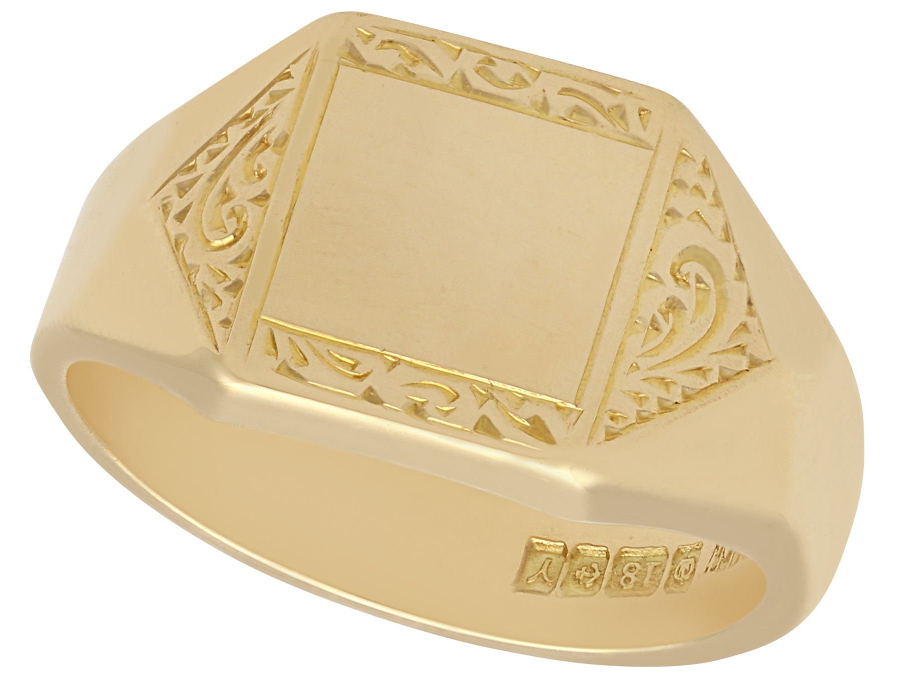 Vintage 18k Yellow Gold Signet Ring - 1973 - Etsy