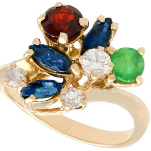 Multi Gemstone and  Diamond Dress Ring in 18k Yellow Gold