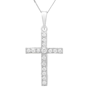 Vintage 1950s 0.60ct Diamond and 18k White Gold Cross Pendant
