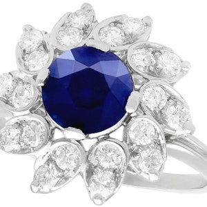 Vintage 1.94ct Sapphire and 0.87ct Diamond, Platinum Dress Ring