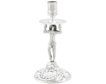 Sterling Silver 'Harlequin' Taperstick by William Cafe - Antique George III (1765)