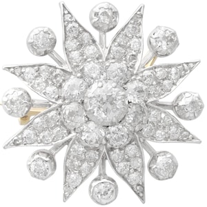Antique 5.88 Carat Diamond Star Brooch in Silver Circa 1910