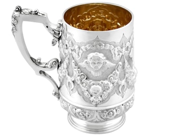 Taza de bautizo de plata esterlina - Antigua victoriana (1886)