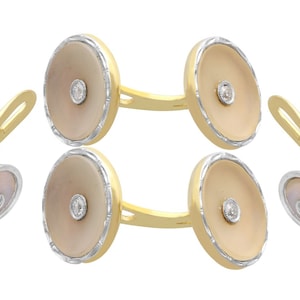 Antique Cufflink and Stud Set 0.25 ct Diamond and Crystal, 14k Yellow Gold and Platinum