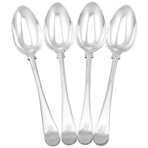 Newcastle Sterling Silver Old English Pattern Table/Serving Spoons - Antique George III