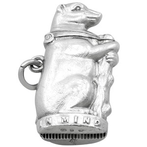 Antique Victorian Sterling Silver Bear and Ragged Staff Vesta Case