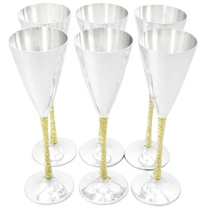 Sterling Silver Champagne Flutes Set of Six by Stuart Devlin - Vintage Elizabeth II