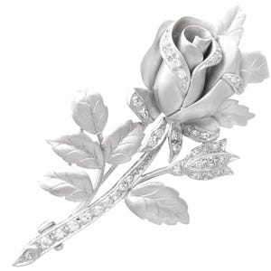 Antique 0.59 Carat Diamond Rose Brooch in 18k White Gold Circa 1910