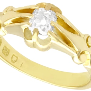 0.54 ct Diamond and 18 ct Yellow Gold Solitaire Engagement Ring - Antique