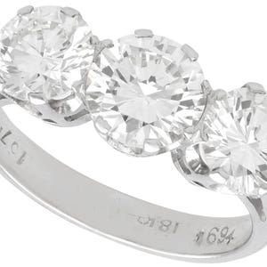 Vintage 3.23ct Diamant Trilogy Ring in 18k Weißgold Circa 1960