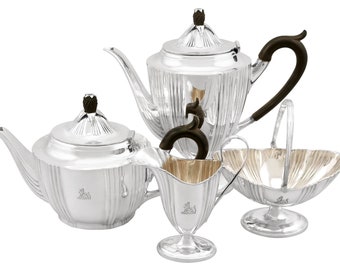 Antik teservis i sterlingsilver med fyra delar