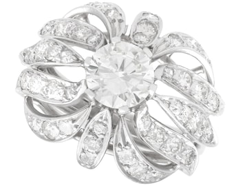 旅好き　プラチナダイヤモンドリング ヴィンテージ13号 サンタマリアアクアマリン 5.6ct ローズカットダイヤモンド 0.6ct