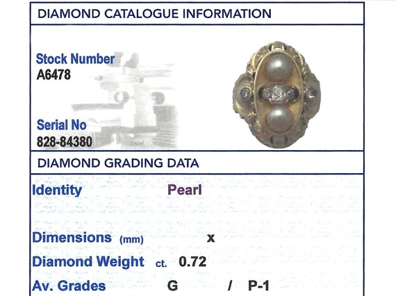 Pearl and 0.72 ct Diamond, 14 ct Yellow Gold Dres… - image 7