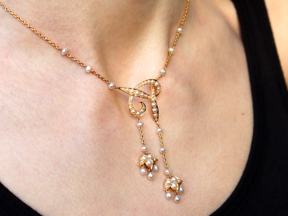 ネックレス・ペンダント Antique Pearl Necklace Vintage 18” Necklace With 78 Light Pink Lustrous Pearl Like