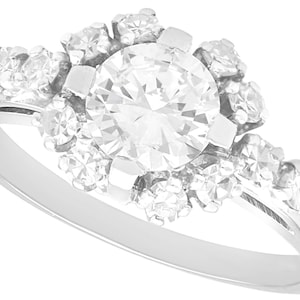Vintage 1.09ct Diamond Cluster Ring in 18k White Gold
