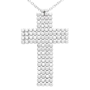 Vintage 7.70ct Diamond and 18ct White Gold Cross Pendant Circa 1990
