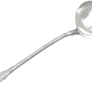 Early Victorian English Sterling Silver Queen&#39;s Pattern Soup Ladle