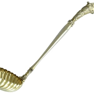 Antique Scottish Sterling Silver Gilt Punch/Soup Ladle