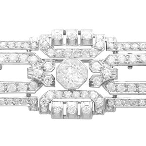 Art Deco 5.44 Carat Diamond Brooch in Platinum