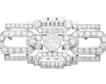 5.44ct Diamond and Platinum Brooch - Art Deco - Antique French Circa 1925