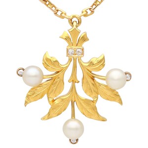 Colgante de perlas, diamantes y oro amarillo de 21 quilates - Antiguo alrededor de 1890
