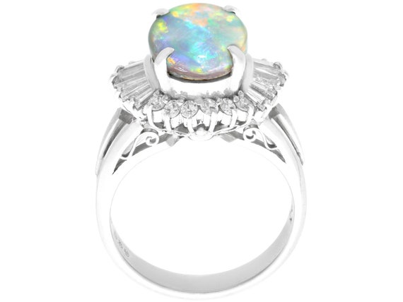 2.09ct Opal and 0.89ct Diamond, Platinum Dress Ri… - image 6