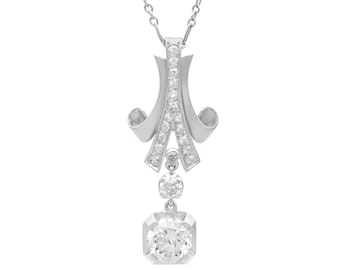 Antique Art Deco 2.29 Carat Diamond Pendant in Platinum Circa 1930