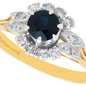 Vintage 0.60ct Sapphire and 0.22ct Diamond, 18ct Yellow Gold Cluster Ring Circa 1968